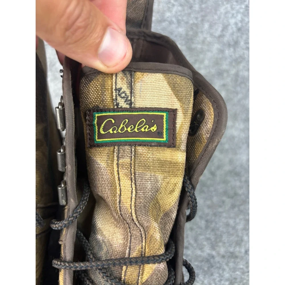 Cabelas Hunting Boots Mens 9 Brown‎ Advantage Wetlands Camo Steel Shank Canvas